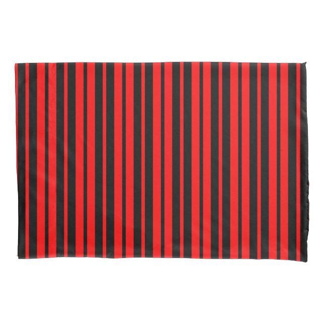 Red Black Vertical Stripes Pattern Pillow Case (Front)
