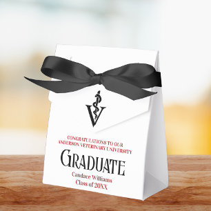 Red Black Veterinary School Graduation Party Favor Boxes