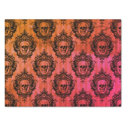 Red  Black Victorian Skulls Pattern Halloween Tissue Paper