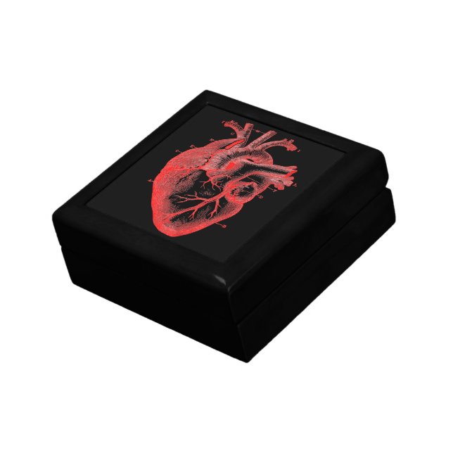 Red Black Vintage Art Anatomical Heart Trinket Box (Side)