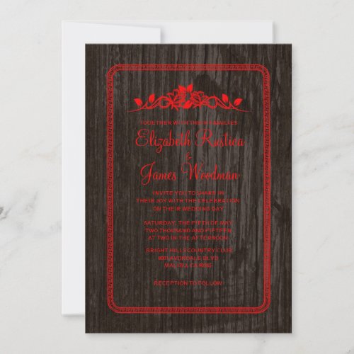 Red &amp; Black Vintage Barn Wood Wedding Invitations