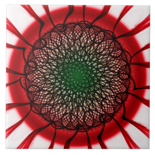 Red black visionary pattern ceramic tile