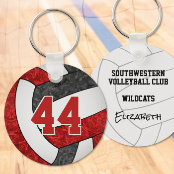 Red Black Volleyball Buy Single Or Bulk Orders Keychain by katz_d_zynes at Zazzle
