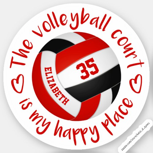 red black volleyball court my happy place sticker