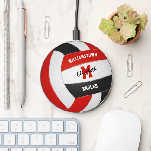 red black volleyball team colors girls boys wireless charger 