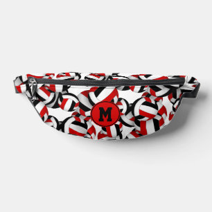 red black volleyball team colors monogrammed fanny pack
