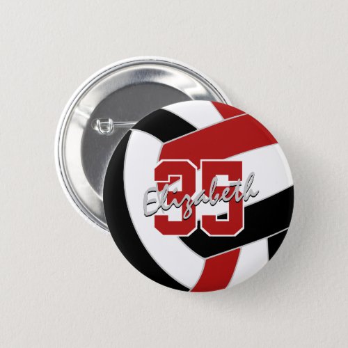 red black volleyball team party gifts button