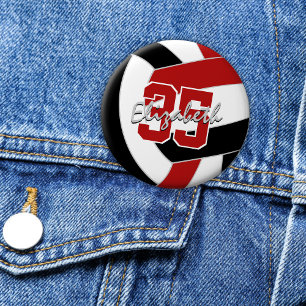 red black volleyball team party gifts button