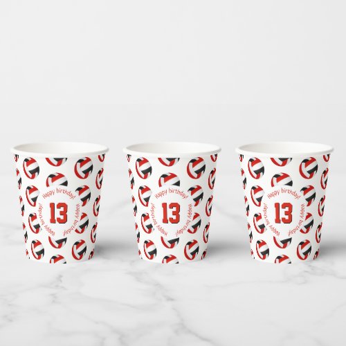 red black volleyballs kids teens birthday party paper cups