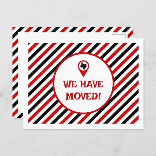 Red  Black We Have Moved Striped Moving  Postcard