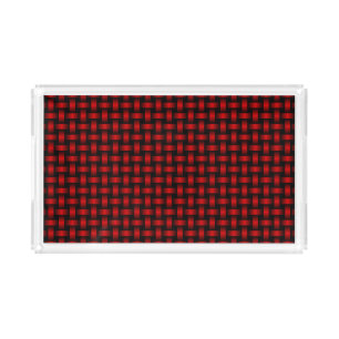 Red Black Weave Pattern Acrylic Tray