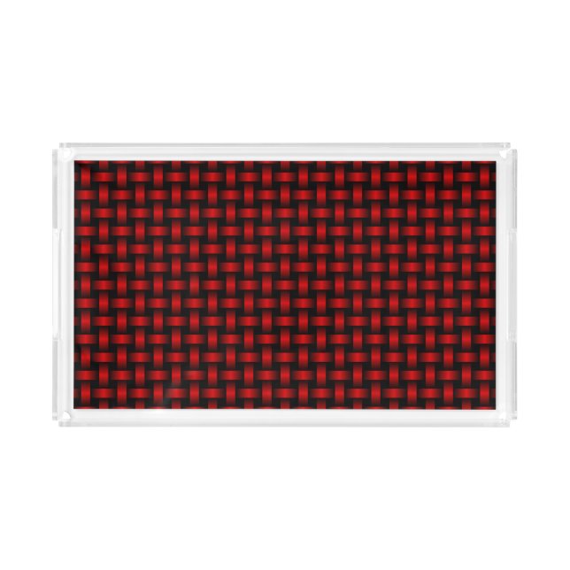 Red Black Weave Pattern Acrylic Tray (Front)