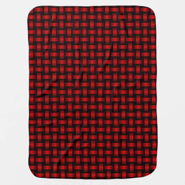 Red Black Weave Pattern Baby Blanket (Front)