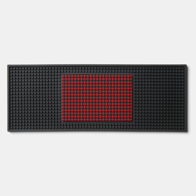 Red Black Weave Pattern Bar Mat (Front)