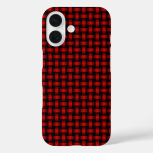 Red Black Weave Pattern iPhone 16 Case