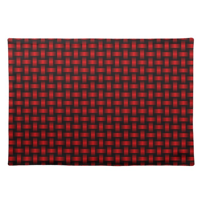 Red Black Weave Pattern Cloth Placemat (Front)