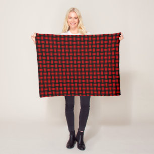Red Black Weave Pattern Fleece Blanket