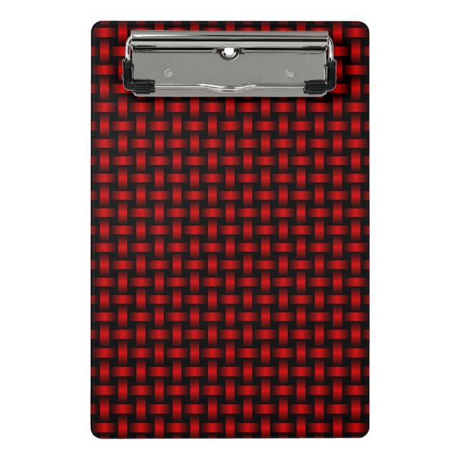 Red Black Weave Pattern Mini Clipboard (Front)