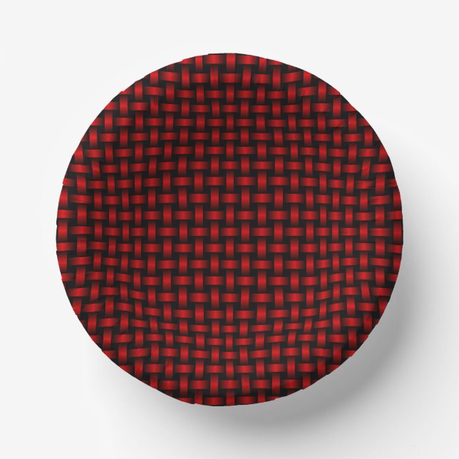 Red Black Weave Pattern Paper Bowls (Front)