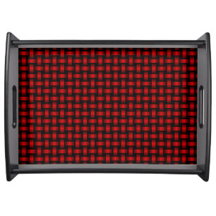 Red Black Weave Pattern Serving Tray