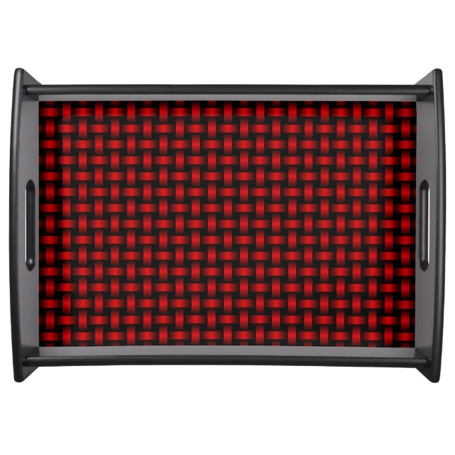 Red Black Weave Pattern Serving Tray (Front)