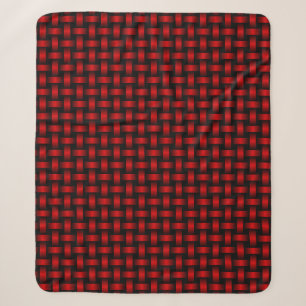 Red Black Weave Pattern Sherpa Blanket