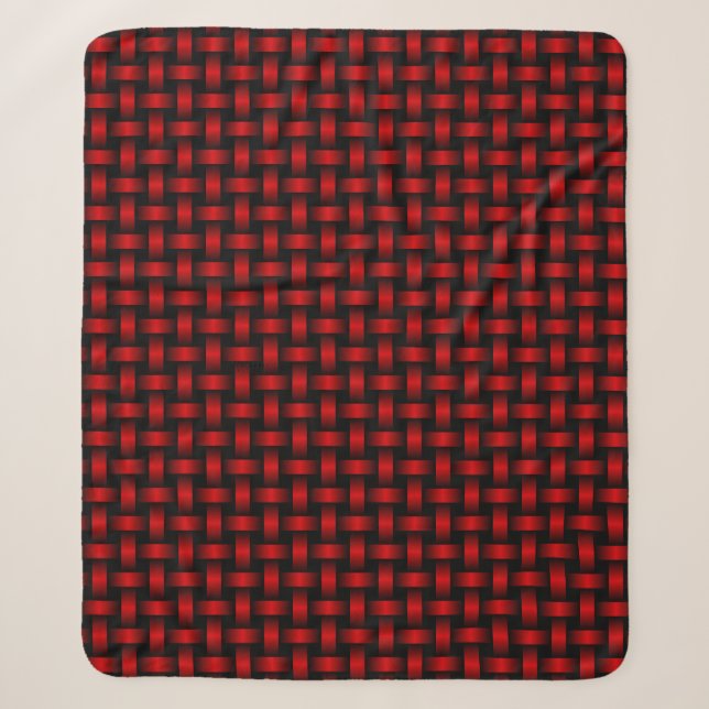 Red Black Weave Pattern Sherpa Blanket (Front)