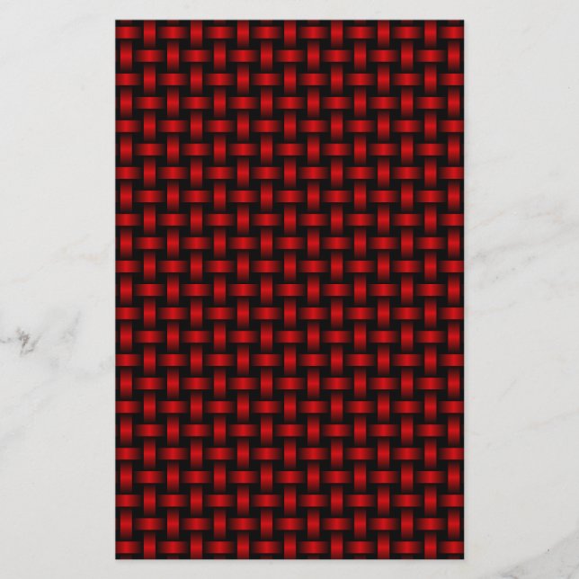 Red Black Weave Pattern Stationery (Front)