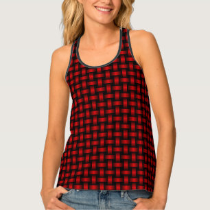 Red Black Weave Pattern Tank Top