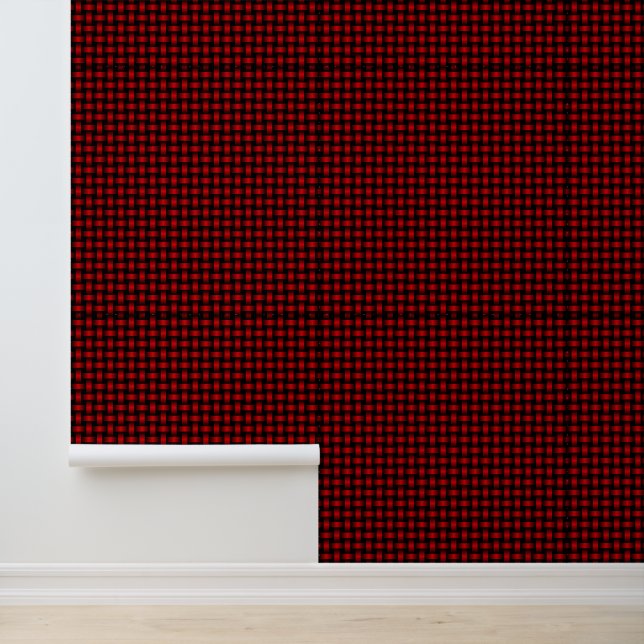 Red Black Weave Pattern Wallpaper (Application)