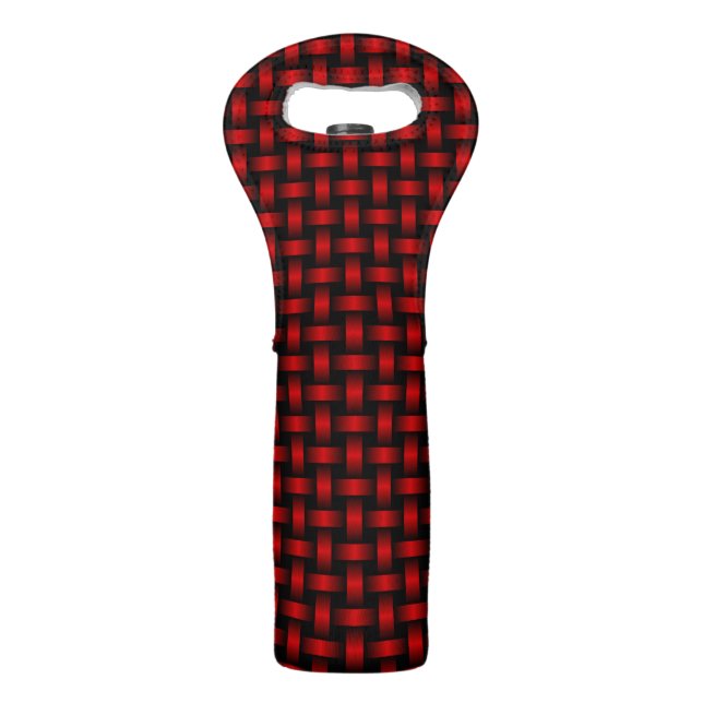 Red Black Weave Pattern Wine Bag (Front)