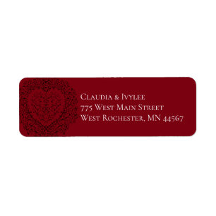 Red Black Wedding Gothic Heart Beautiful Elegant Label