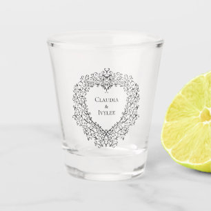 Red Black Wedding Gothic Heart Beautiful Elegant Shot Glass