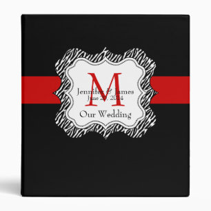 Red Black Wedding Planner Binders Zebra Print