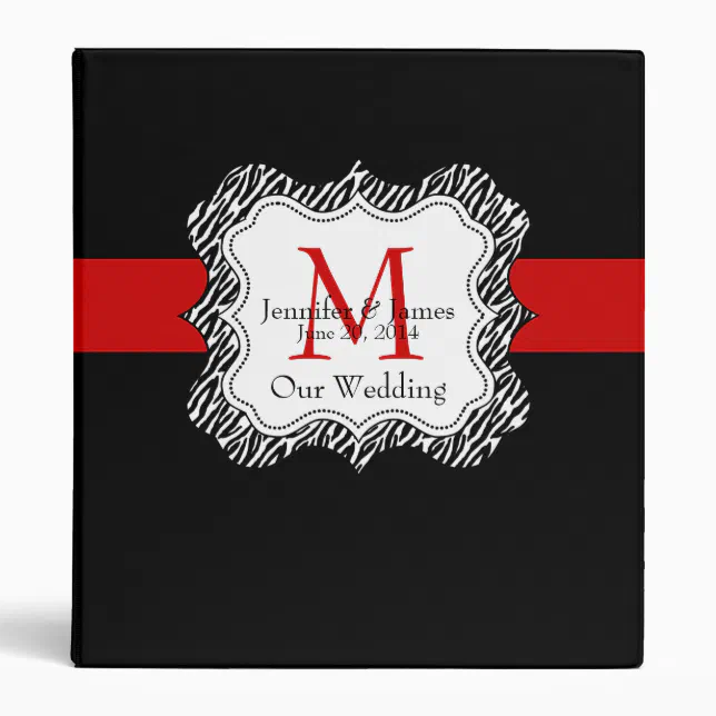 Red Black Wedding Planner Binders Zebra Print Zazzle
