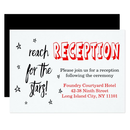 Red Black Wedding Reception Stars Love Quote Invitation Zazzle Com