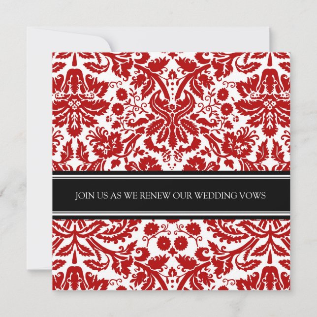 Red Black Wedding Vow Renewal Invitation (Front)