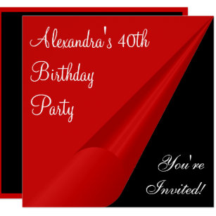red and black 40th birthday invitations zazzle