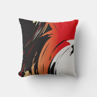 Red, Black, White Abstract Art Throw Pillow