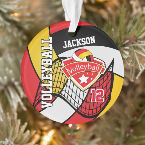 Red Black White and Gold Volleyball  2 Ornament