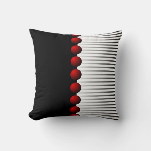 Red Black White and Gray Abstract Throw Pillow