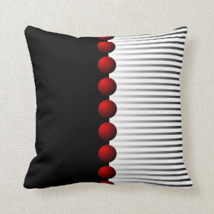 Red Black White and Gray Abstract Throw Pillow