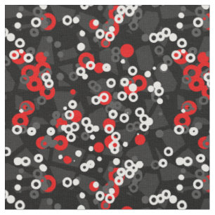 Red Black White  and gray geometric abstract Fabric