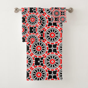 Black & Yellow Geometric Funky Modern Pattern Bath Towel Set, Zazzle