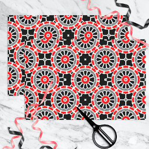 Red Black White and Grey Mosaic Geometric Pattern Tissue Paper