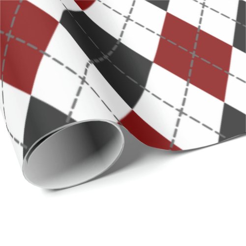 red black white argyle plaid wrapping paper