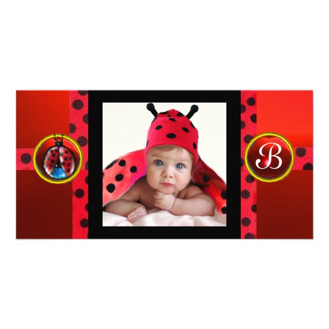 RED BLACK WHITE BABY BUG MONOGRAM PHOTO TEMPLATE (Front)