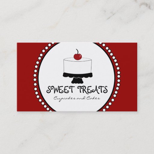 Customizable Red Black White Bakery Business Cards