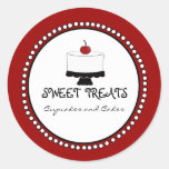 Red Black White Bakery Business Stickers at Zazzle
