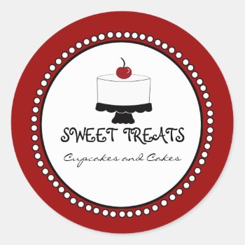 Red Black White Bakery Business Stickers by CoutureBusiness at Zazzle